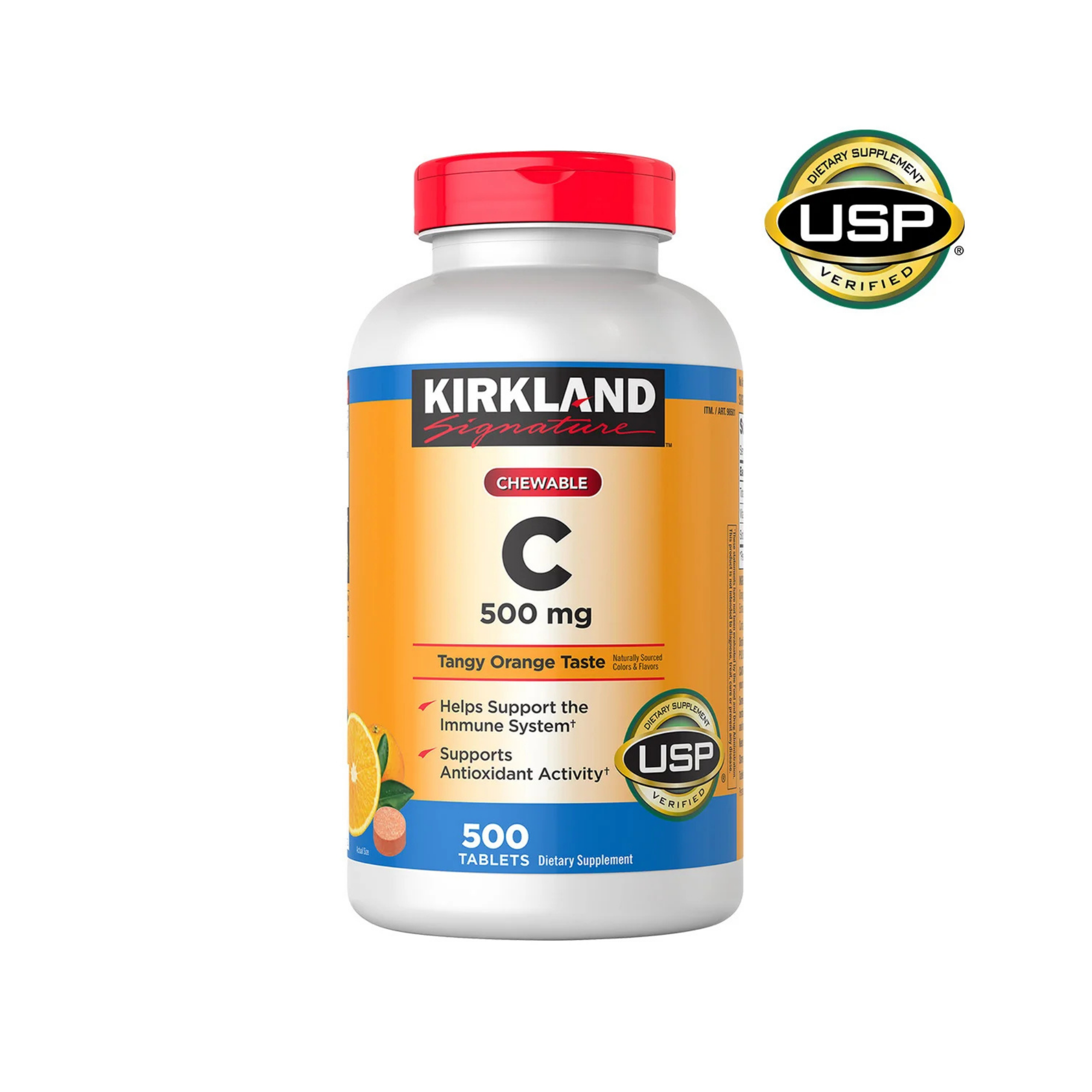 Kirkland Signature Chewable Vitamin C 500 MG, 500 Tabs (Expiry Date: January 2027)
