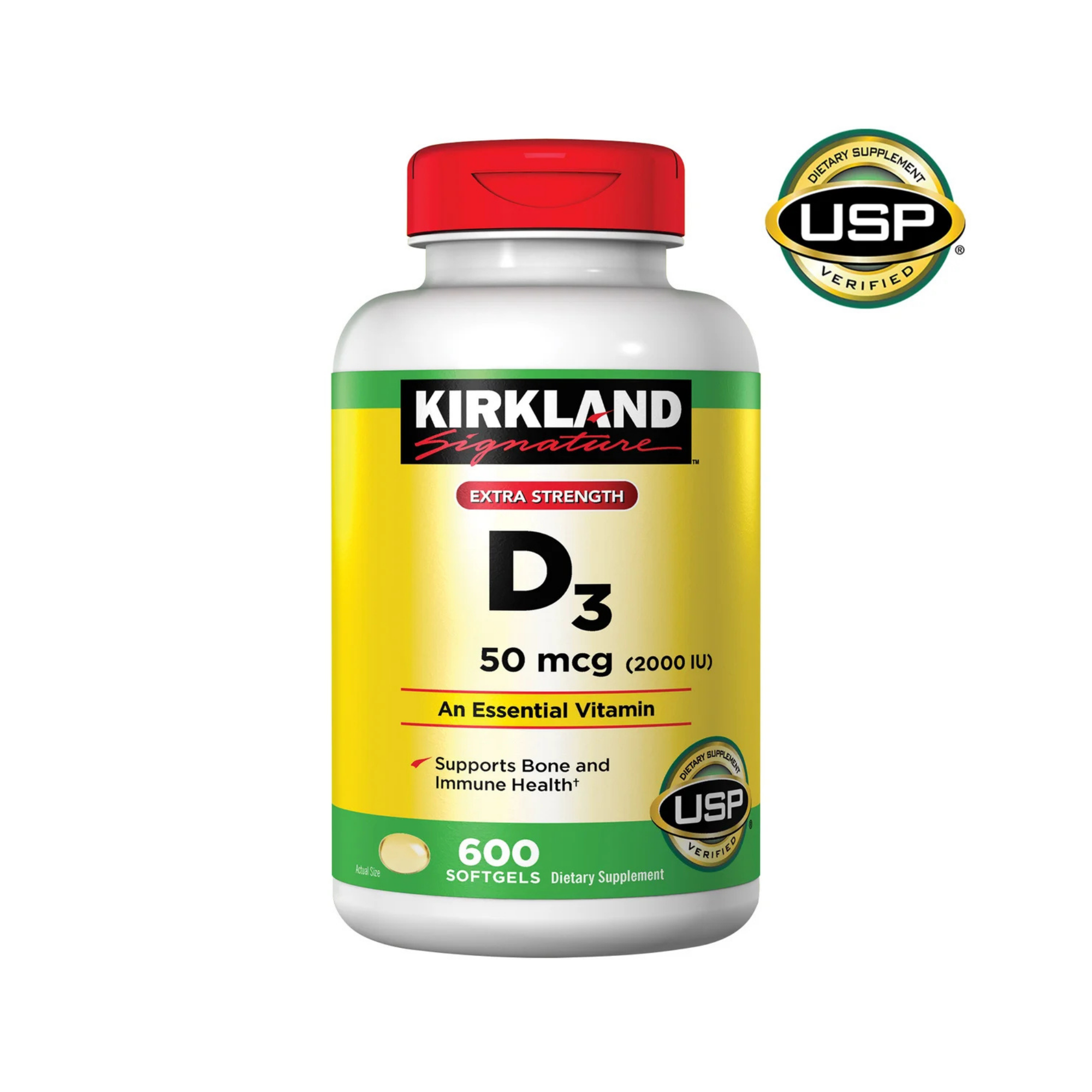 Kirkland Signature Vitamin D3 50mcg (2000 IU) 600 SOFTGELS (Expiry Date: January 2027)